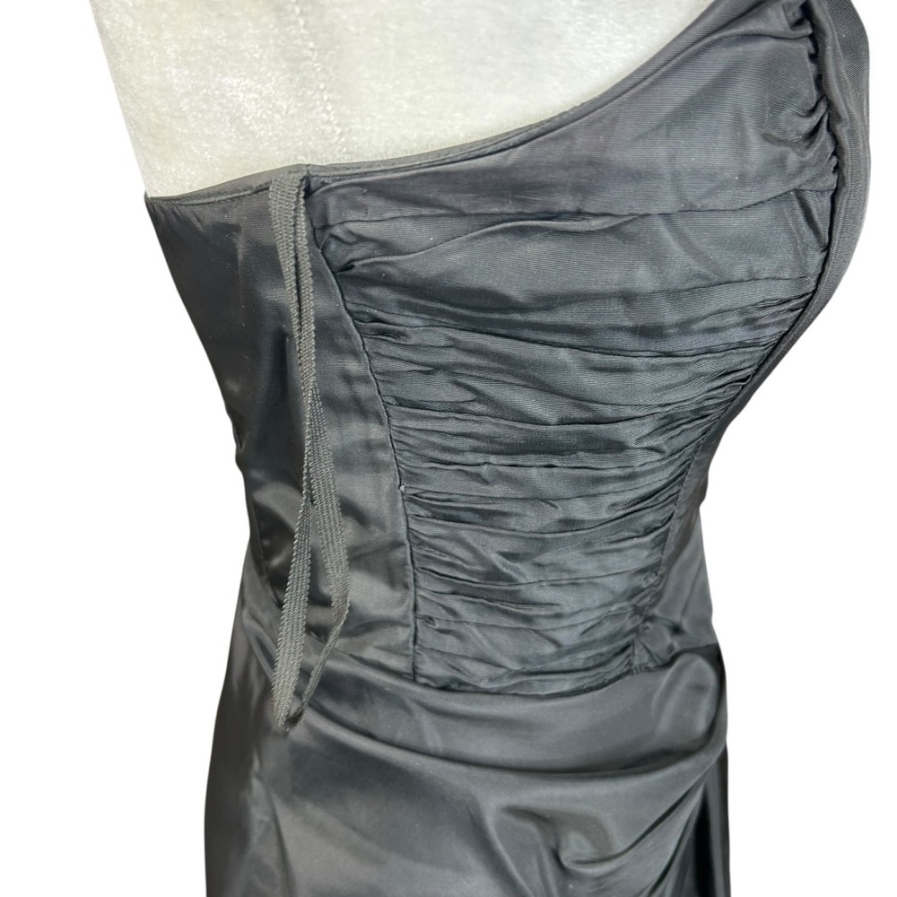 Y2K Steppin Out Taffeta Dress 7 Strapless Wiggle Formal Retro Rhinestones - Picture 7 of 13